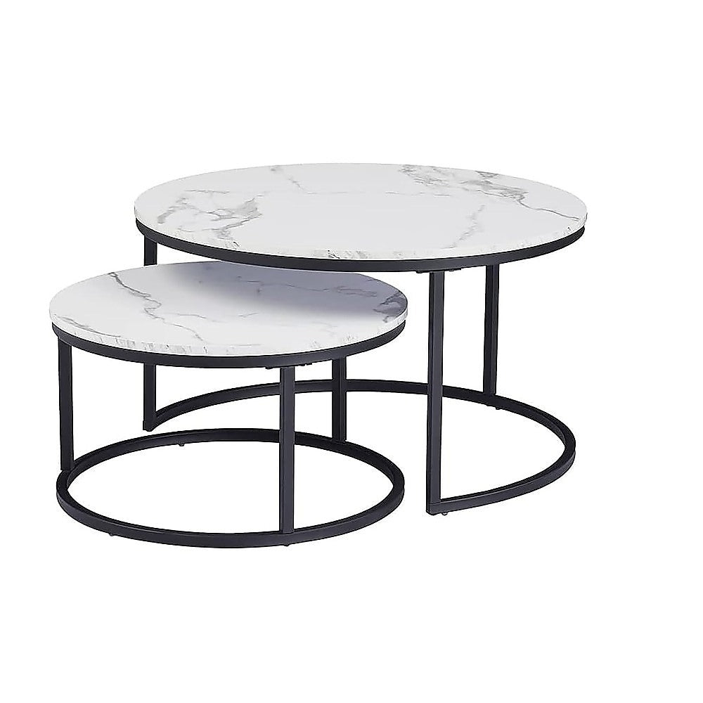 NNEDSZ Coffee Table Round Marble Nesting Side Furniture-4