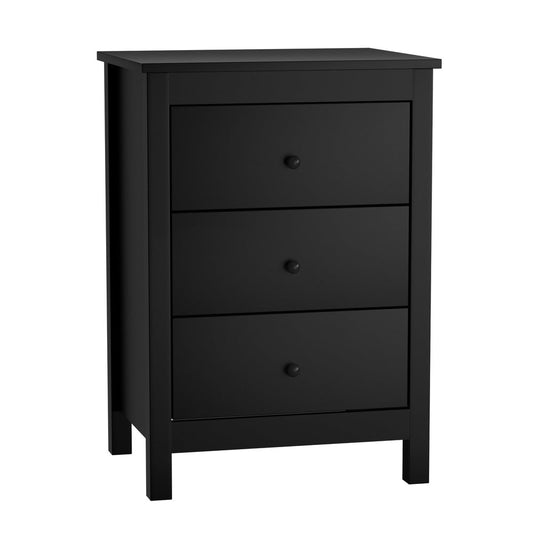 NNEED Bedside Table 3 Drawers Hamptons Furniture Black-0