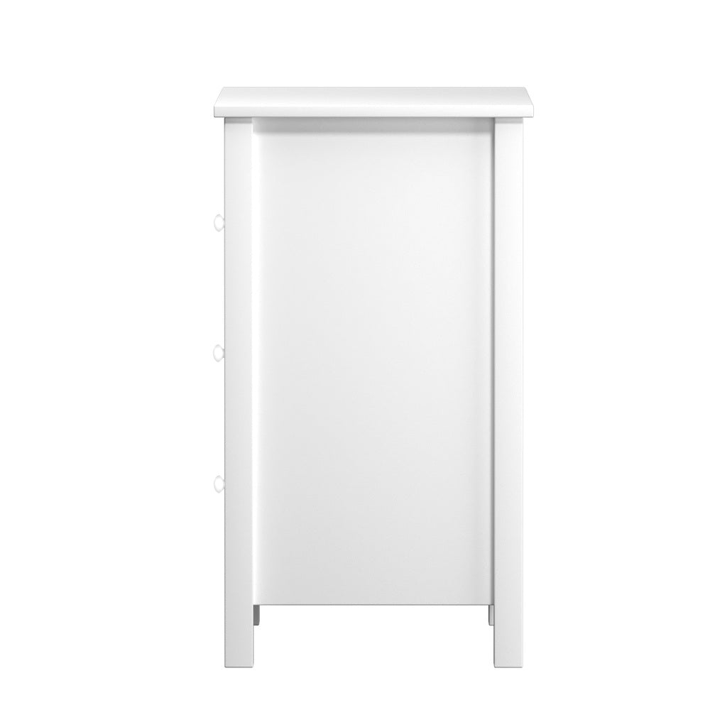 NNEED Bedside Table 3 Drawers Hamptons Furniture White-2