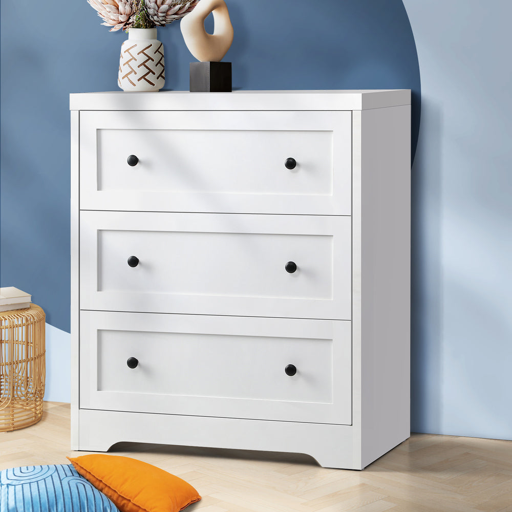 NNEED 3 Chest of Drawers Hamptons Furniture White-1