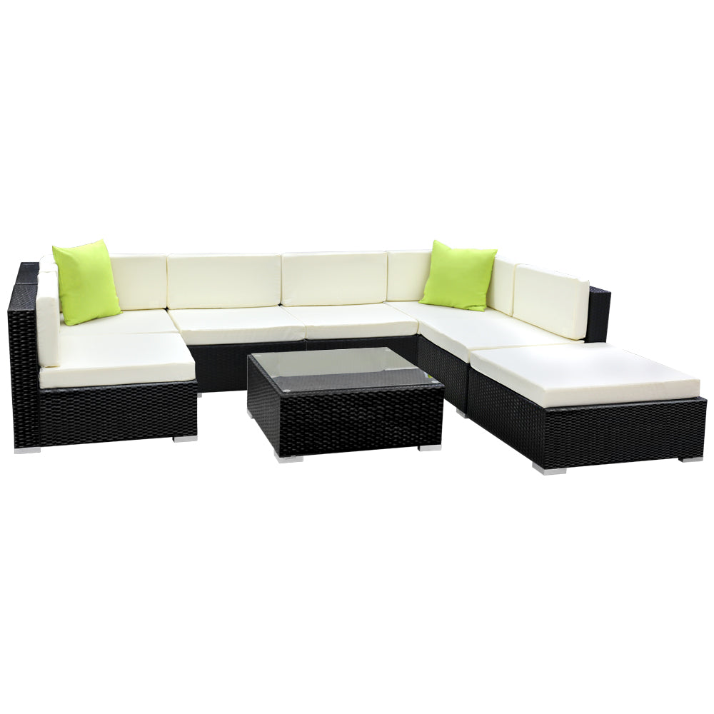 NNEDSZ 8PC Sofa Set with Storage Cover Outdoor Furniture Wicker-0
