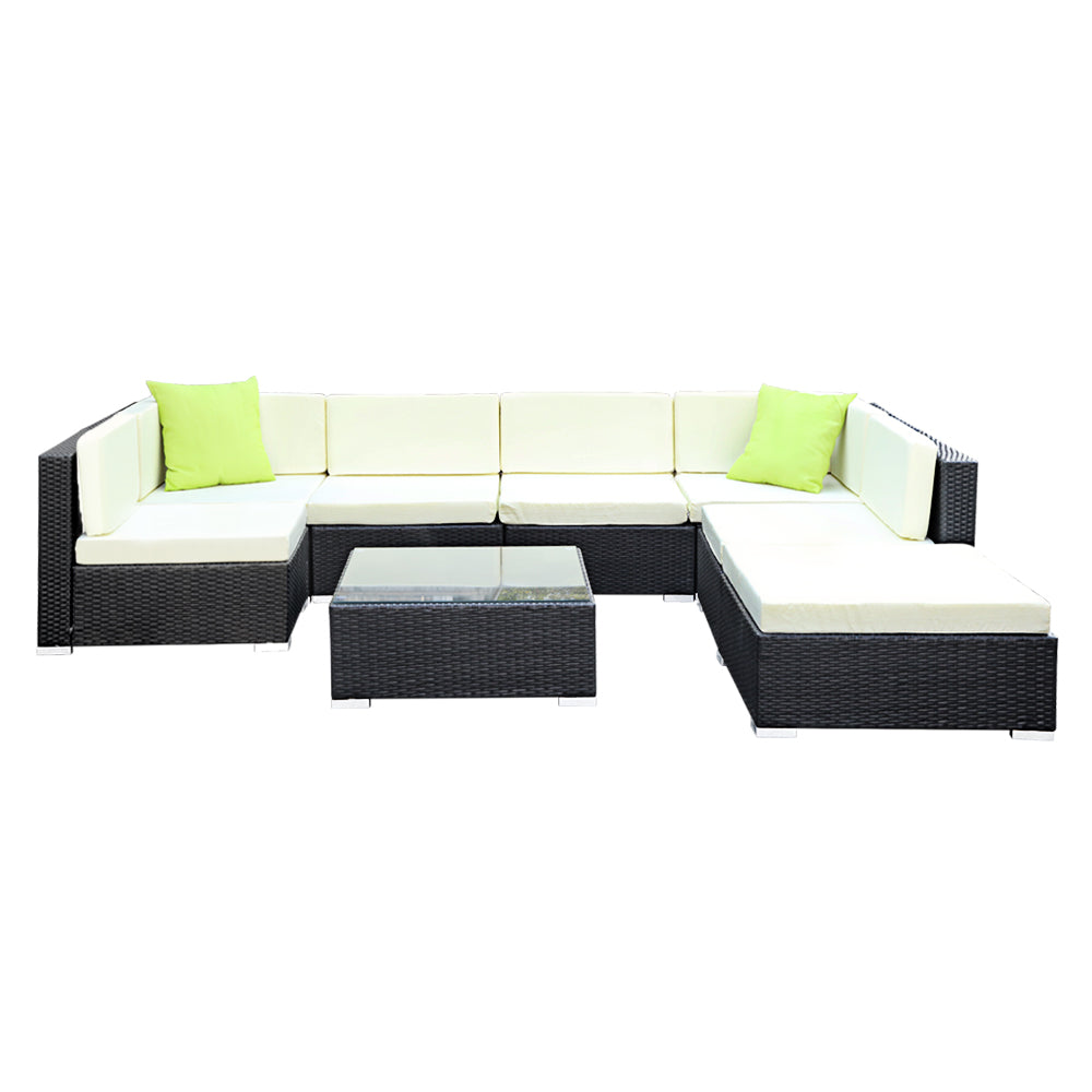 NNEDSZ 8PC Sofa Set with Storage Cover Outdoor Furniture Wicker-2