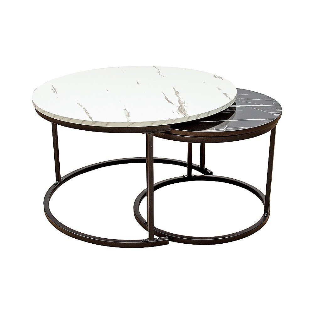 NNEDSZ Coffee Table Round Marble Nesting Side Furniture-0