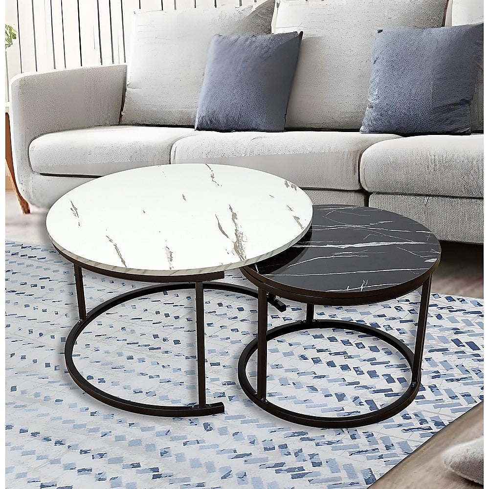 NNEDSZ Coffee Table Round Marble Nesting Side Furniture-1