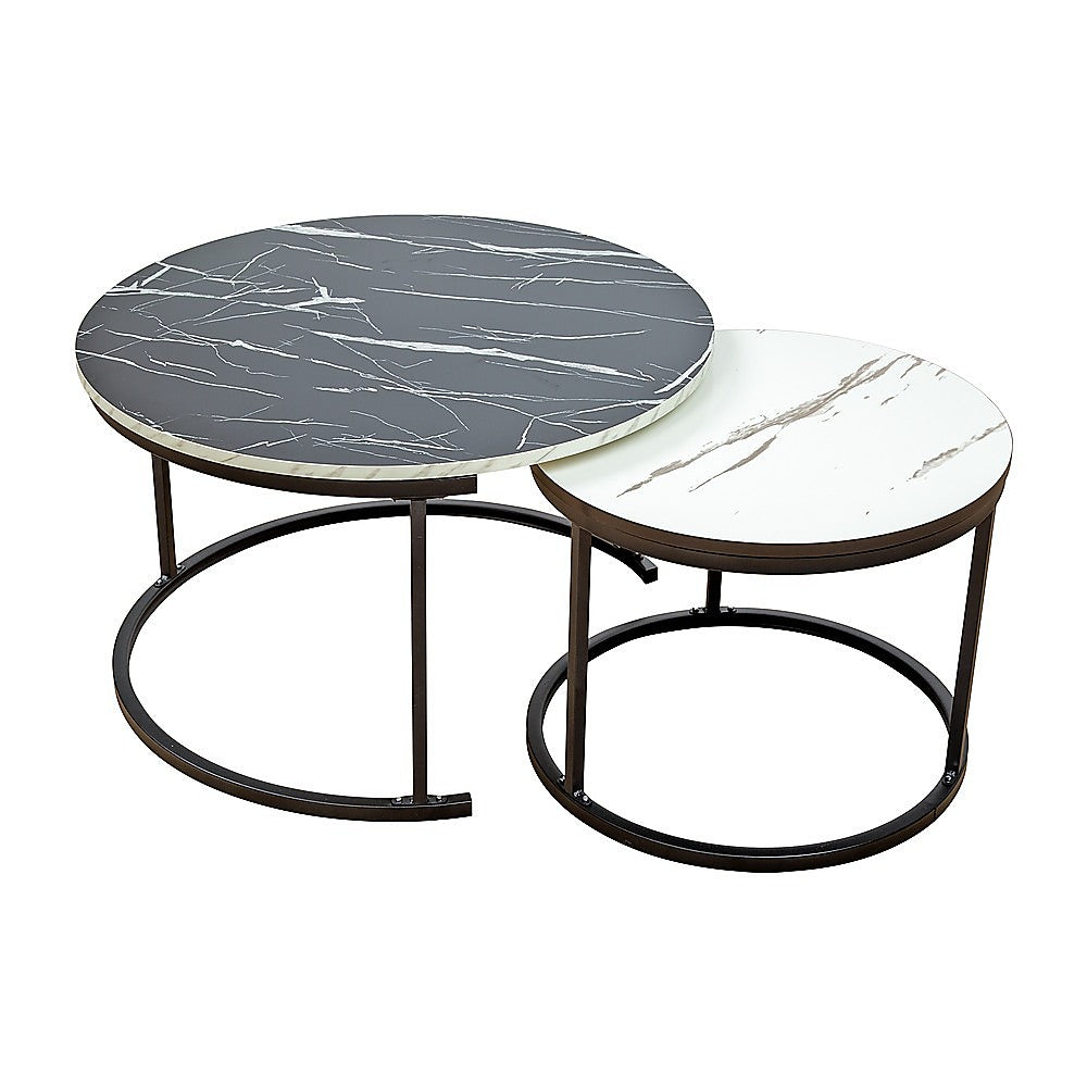 NNEDSZ Coffee Table Round Marble Nesting Side Furniture-3