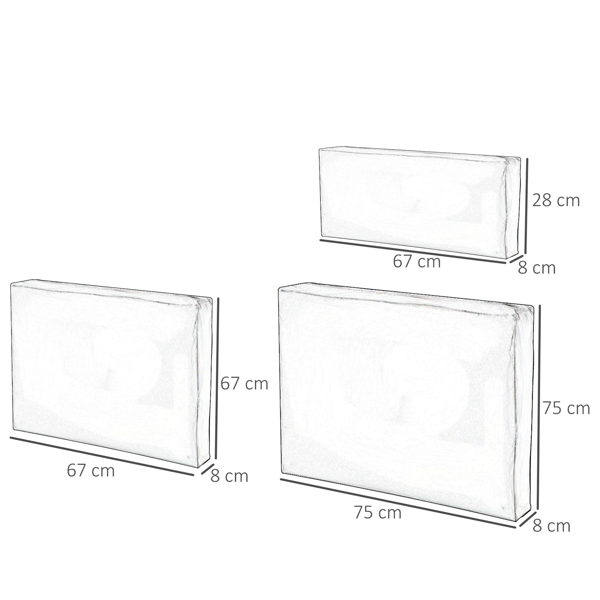 7 Piece Outdoor Cushion Pad Set for Rattan Furniture - Cream-2